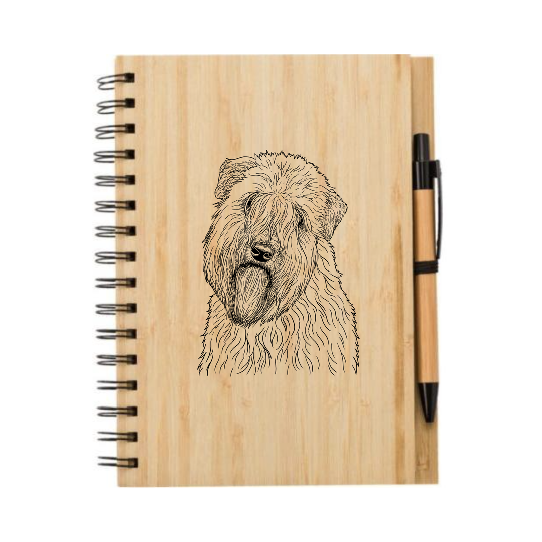 Soft Coated Wheaten Terrier Face Engraved Illustration Engraved Notebook