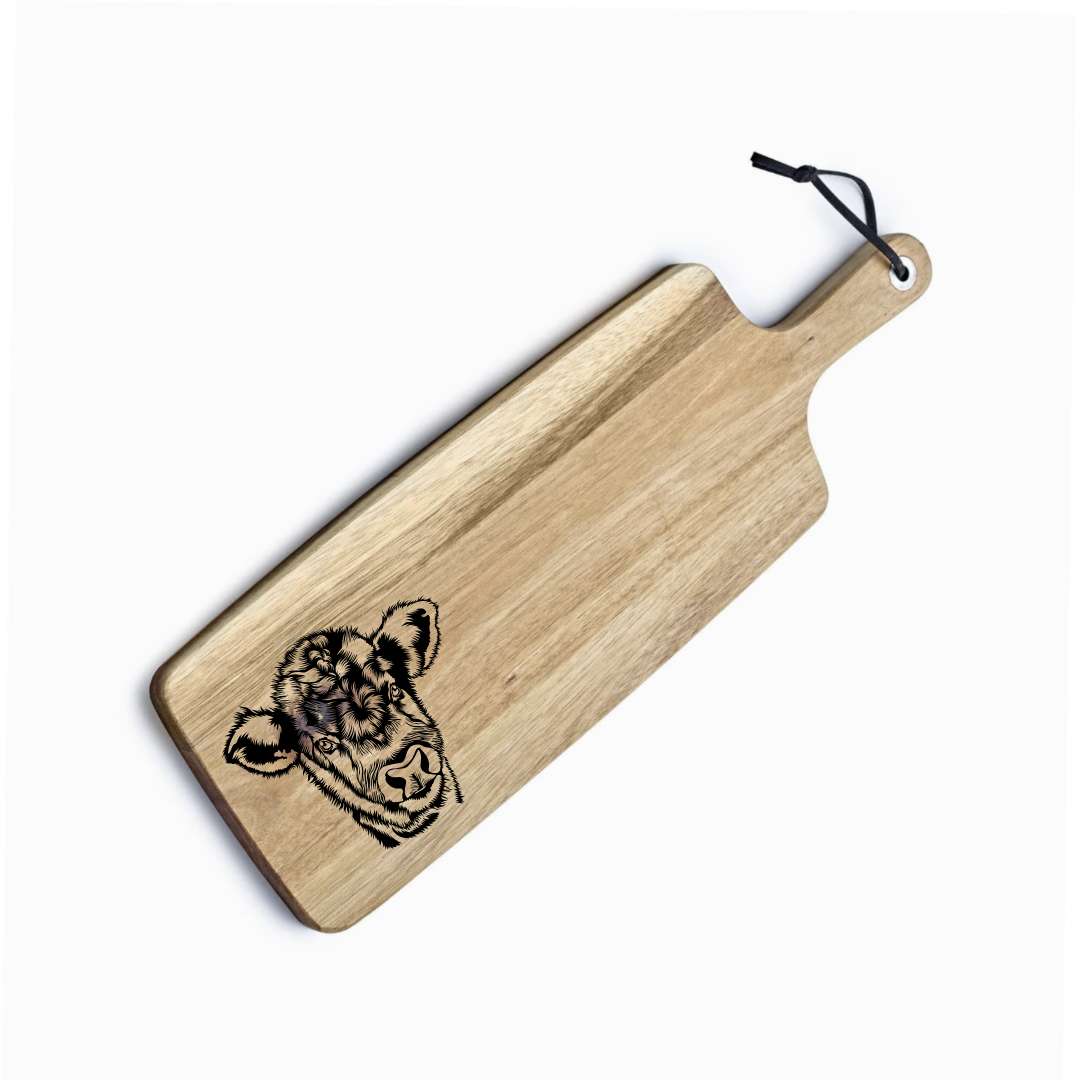 Personalised Cow Engraved Acacia Serving Board