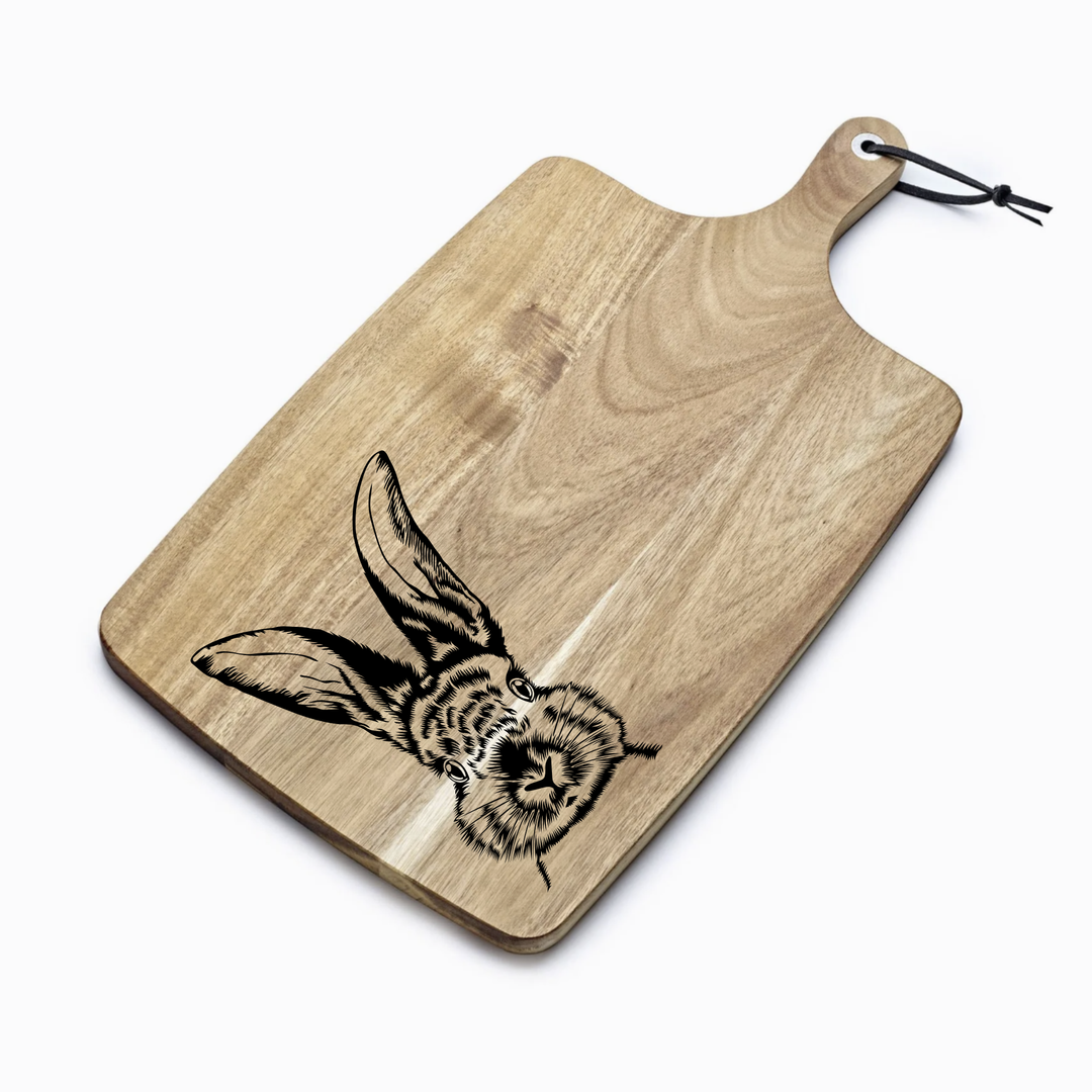 Personalised Hare Engraved Acacia Serving Board