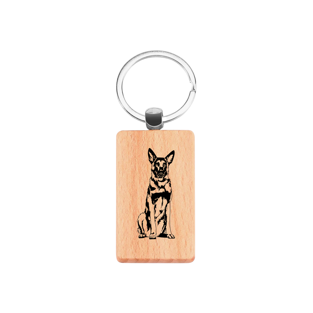 Belgian Malinois Engraved Rectangle Wooden Keyring