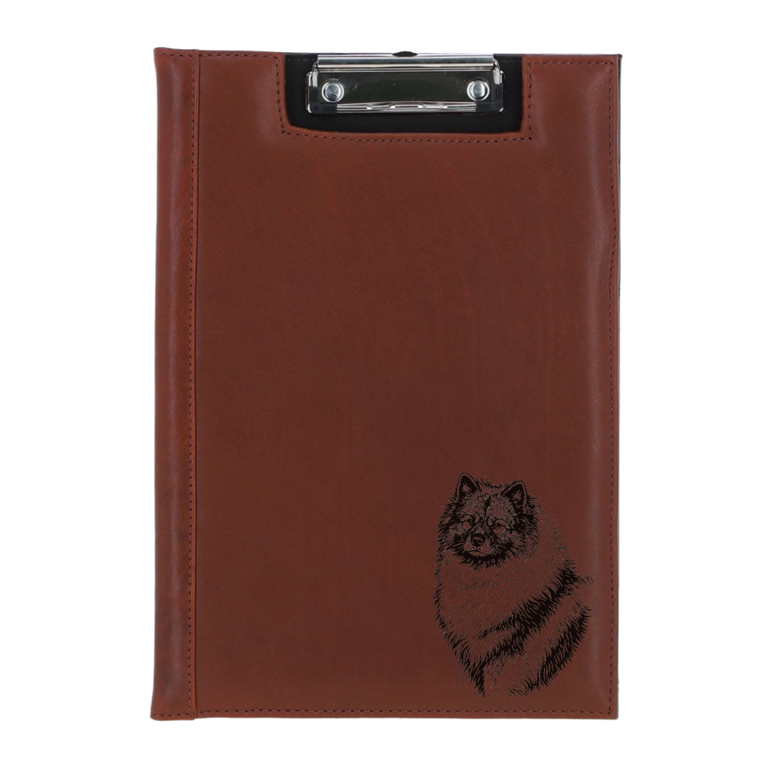Keeshond Face Engraved Leather Clipboard