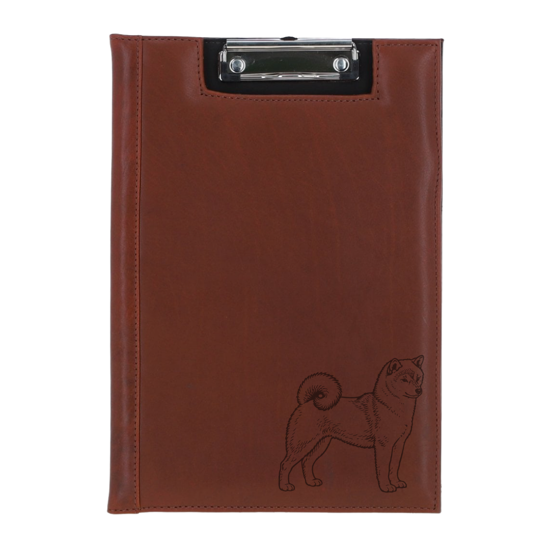 Japanese Shiba Inu Standing Engraved Leather Clipboard