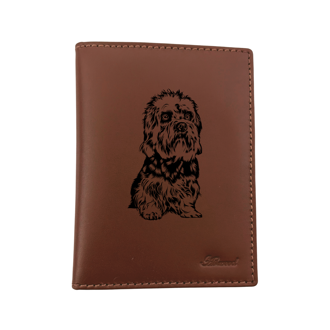 Dandie Dinmont Terrier Engraved Leather Passport Cover