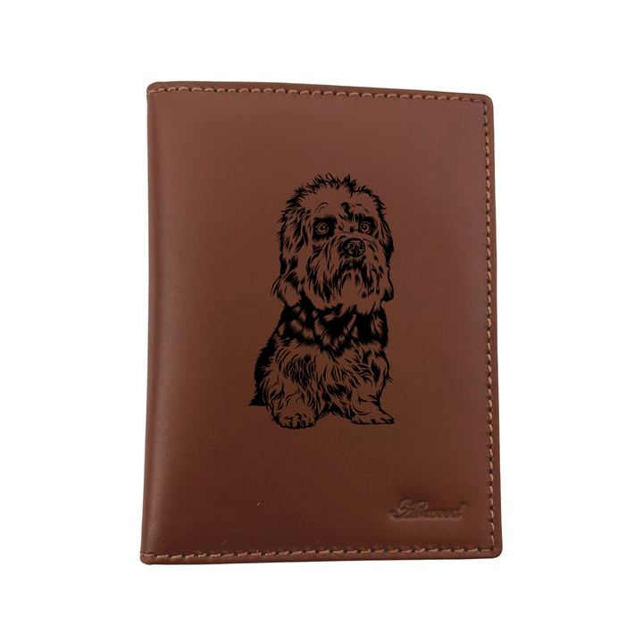 Dandie Dinmont Terrier Engraved Leather Passport Cover