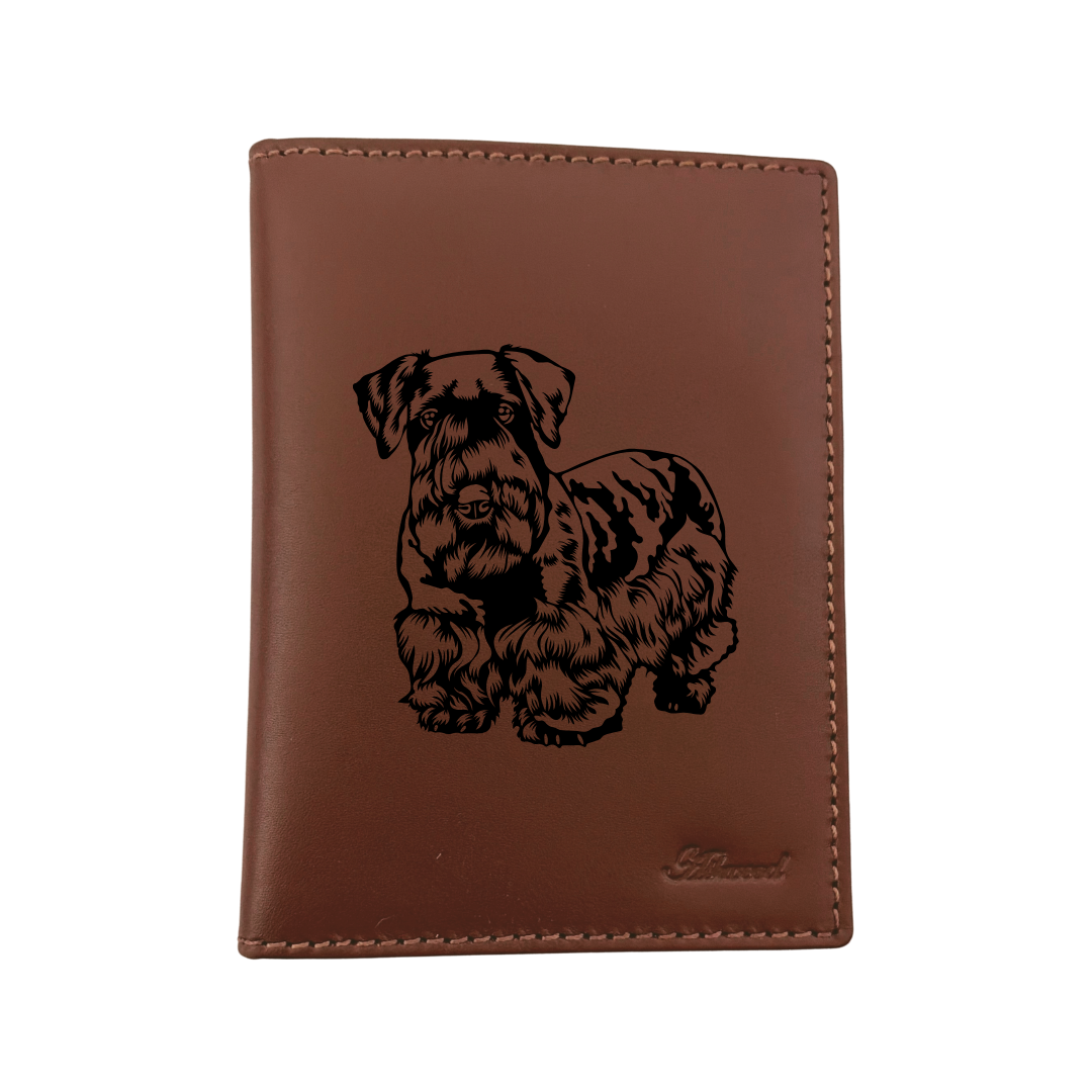 Cesky Terrier Engraved Leather Passport Cover