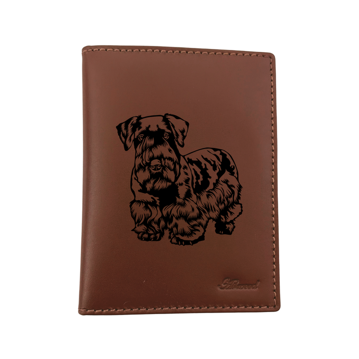 Cesky Terrier Engraved Leather Passport Cover