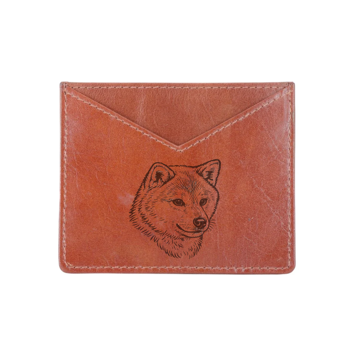 Japanese Shiba Inu Face Engraved Genuine Leather Cardholder