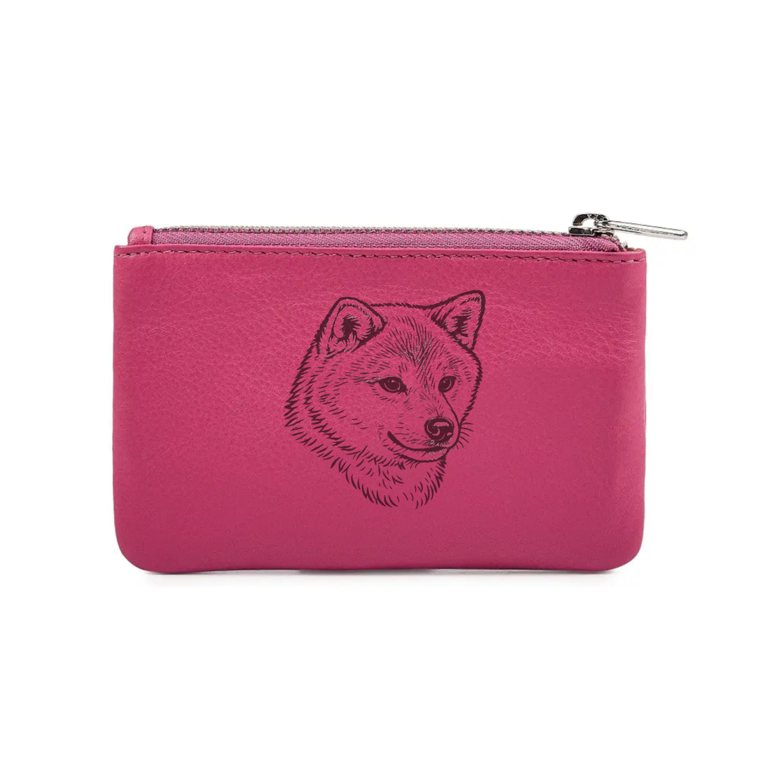 Japanese Shiba Inu Face Engraved Genuine Leather Coin Purse (Multiple Colour Options)