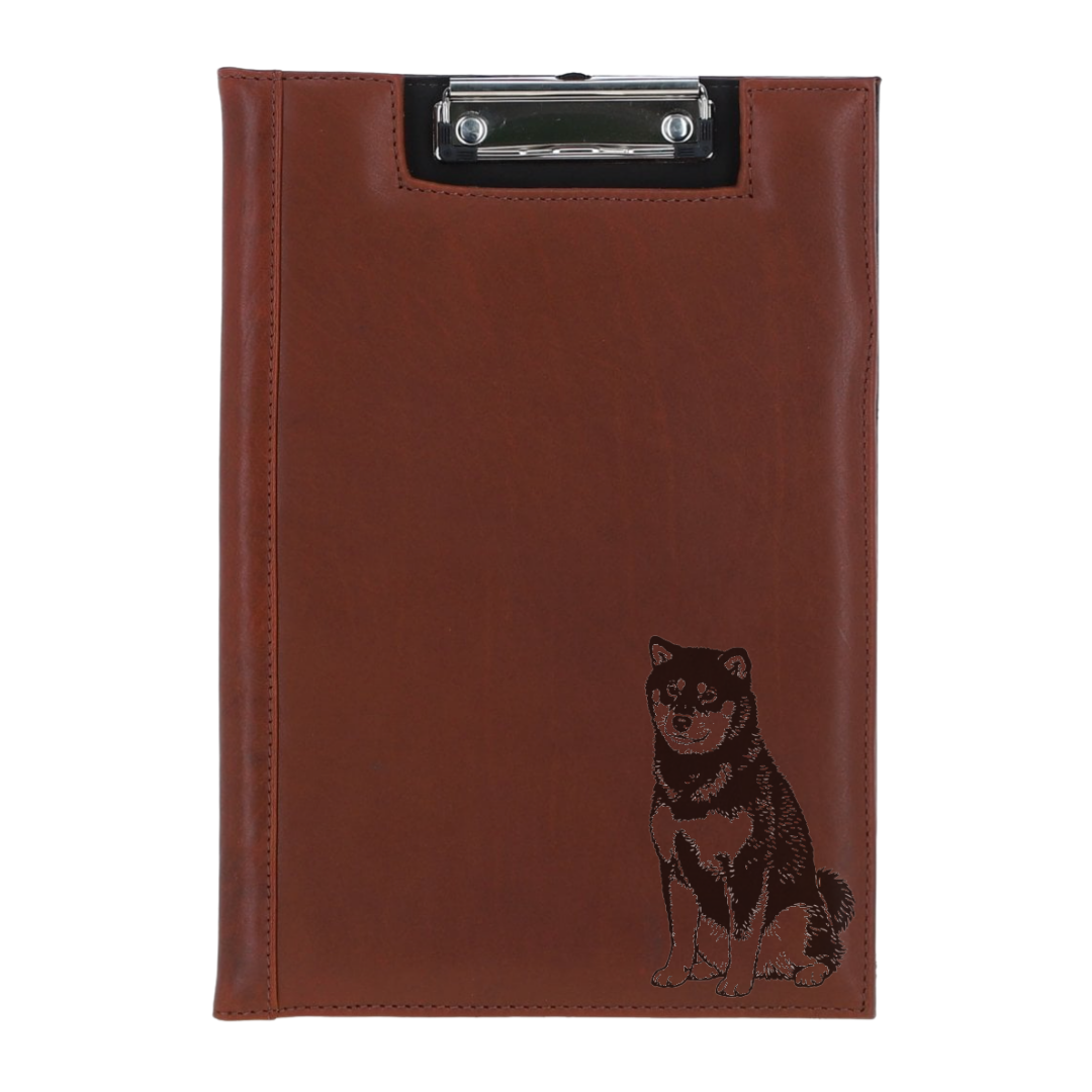 Japanese Shiba Inu Sitting Engraved Leather Clipboard