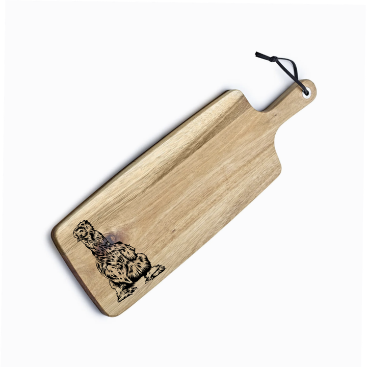 Personalised Silkie Chicken Engraved Acacia Serving Board