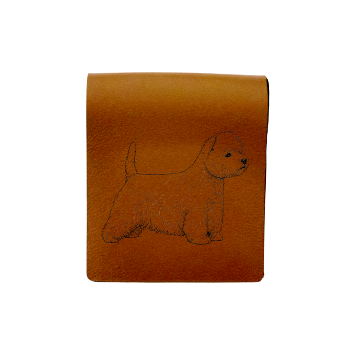 West Highland White Terrier Standing Engraved Genuine Leather Magnetic Bookmark