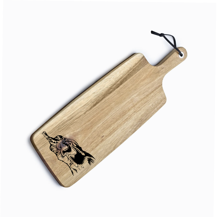 Personalised Chicken Face Engraved Acacia Serving Board