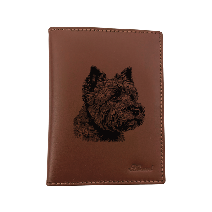 Cairn Terrier Face Engraved Leather Passport Cover