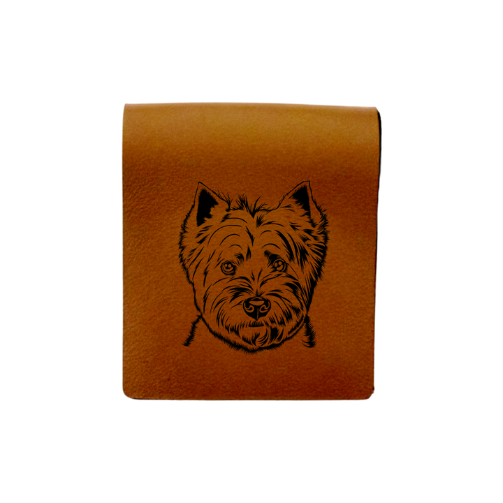 West Highland White Terrier Face Engraved Genuine Leather Magnetic Bookmark