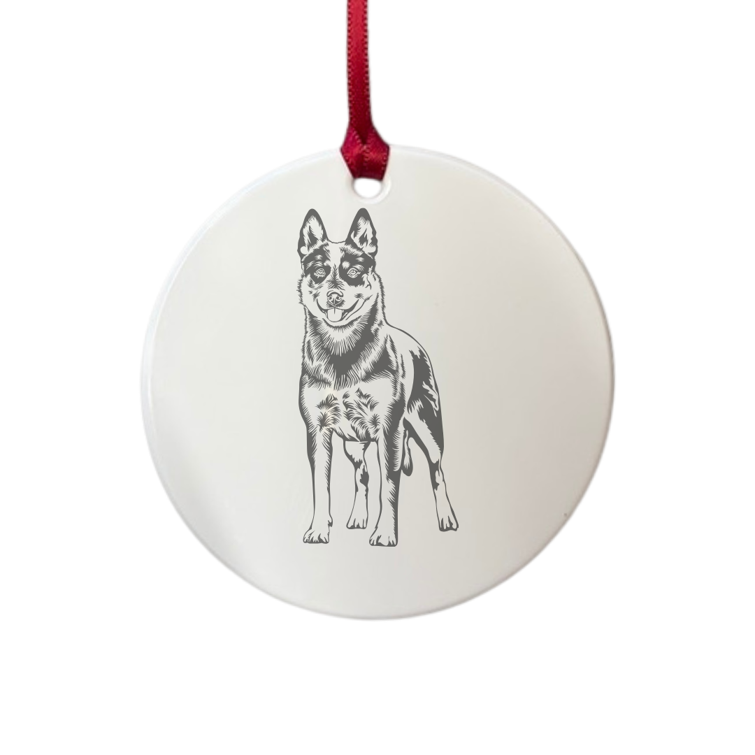 Personalised Australian Cattle Dog Standing Engraved White Acrylic Decoration