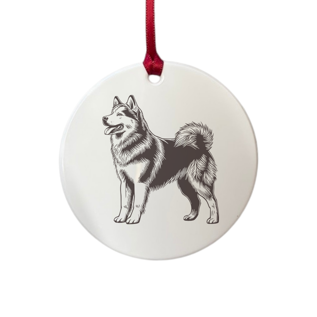 Personalised Alaskan Malamute Standing Engraved White Acrylic Decoration