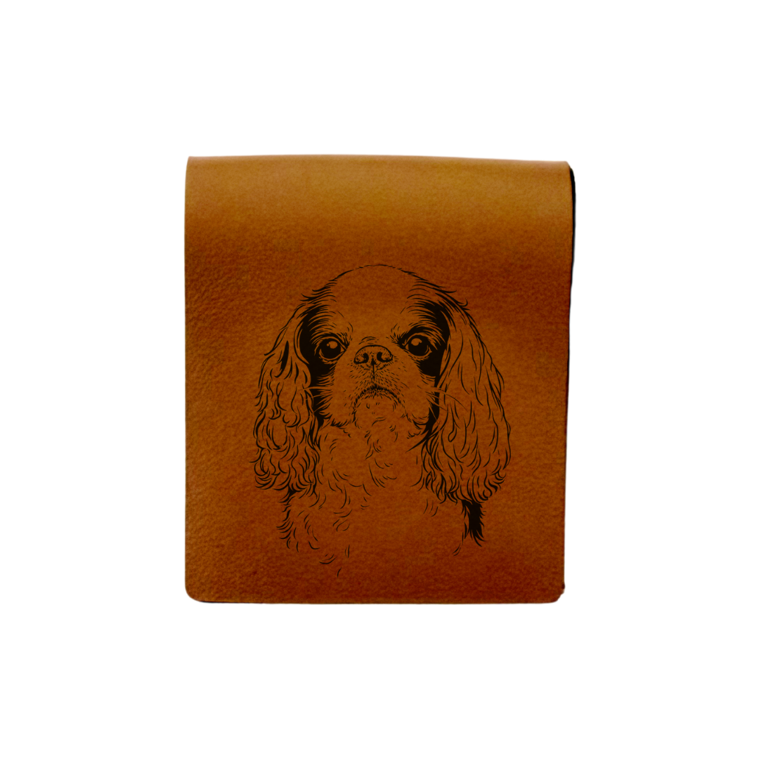 King Charles Spaniel Face Engraved Genuine Leather Magnetic Bookmark
