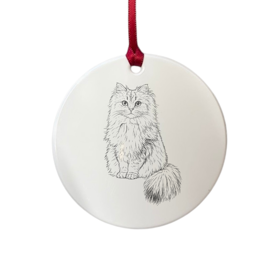 Personalised Persian Cat Engraved White Acrylic Decoration