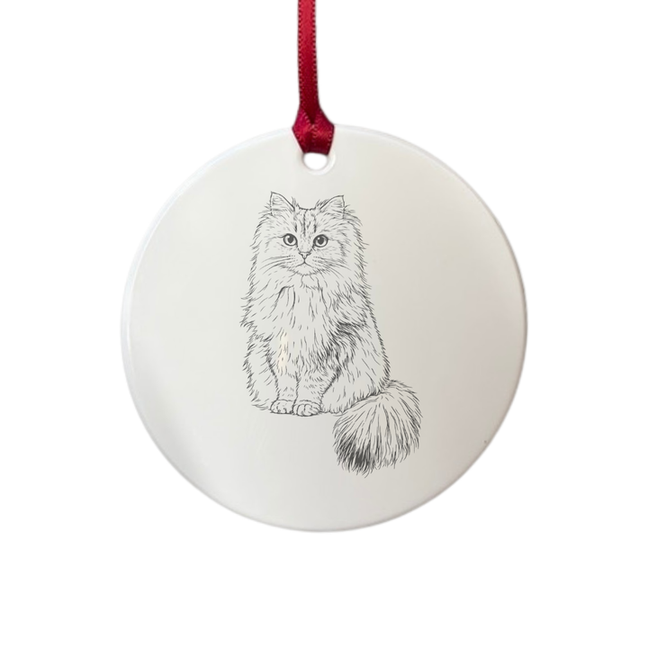 Personalised Persian Cat Engraved White Acrylic Decoration