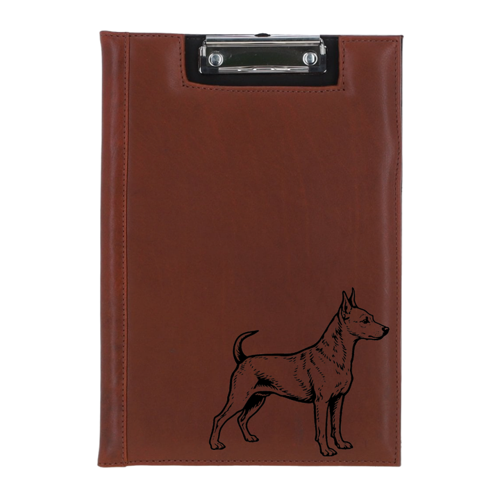 Miniature Pinscher Standing Engraved Leather Clipboard