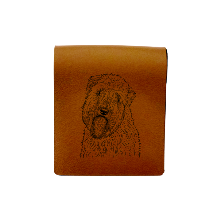 Soft Coated Wheaten Terrier Face Engraved Genuine Leather Magnetic Bookmark
