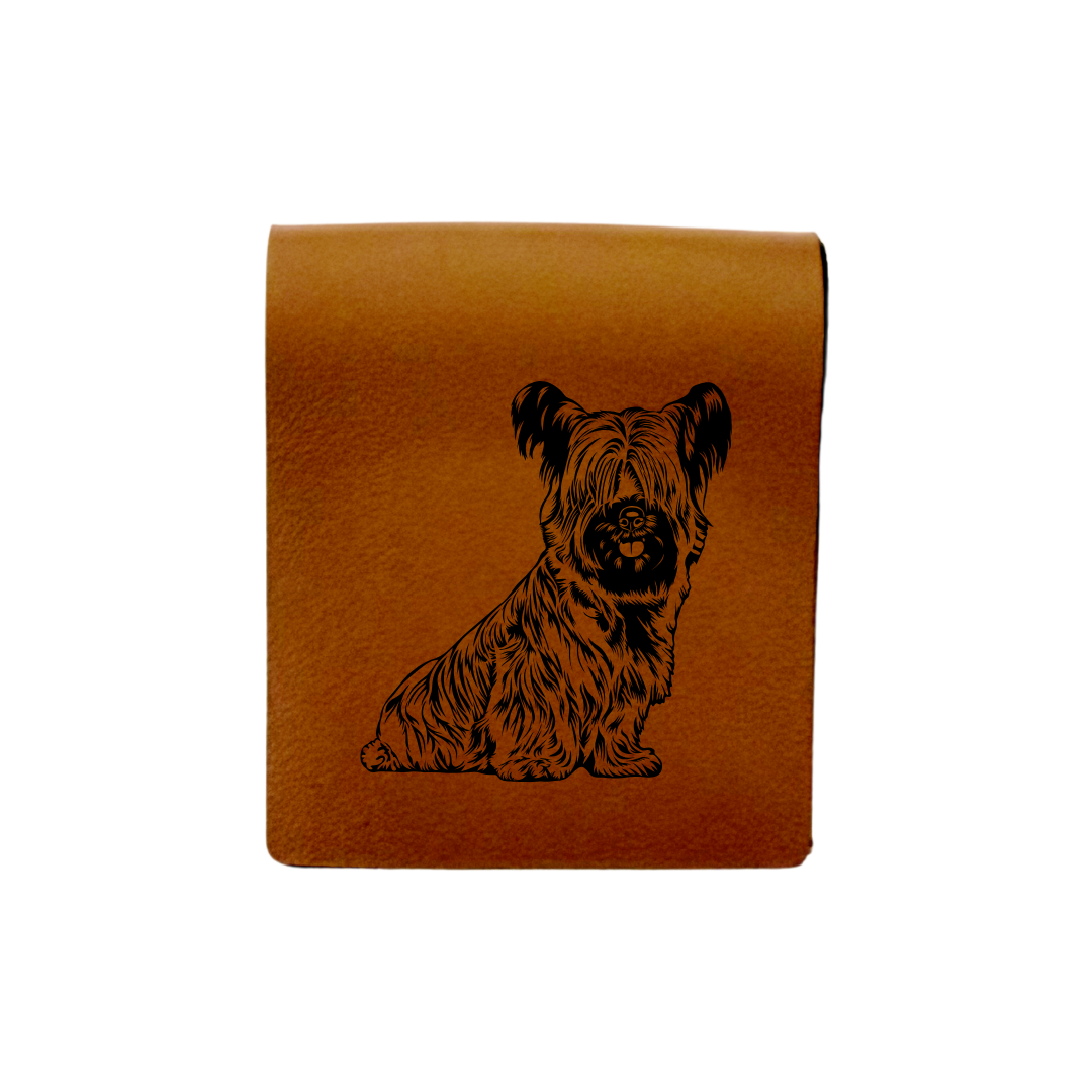 Skye Terrier Engraved Genuine Leather Magnetic Bookmark