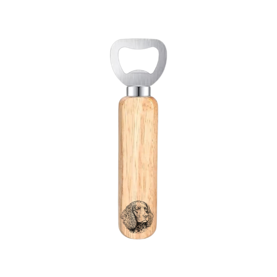 American Water Spaniel Face Engraved Wooden Bottle Opener