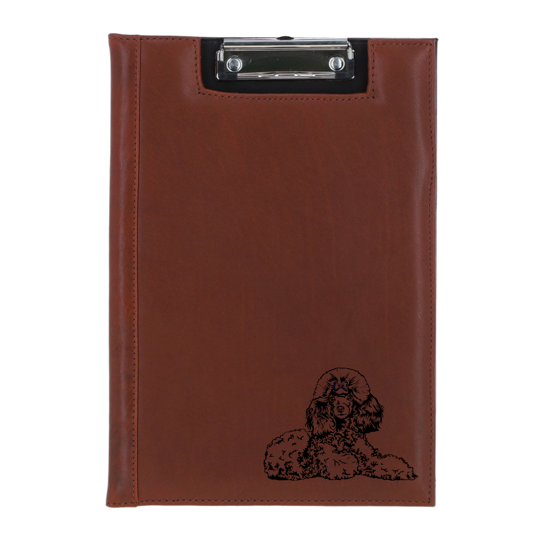 Poodle Lying Down Engraved Leather Clipboard