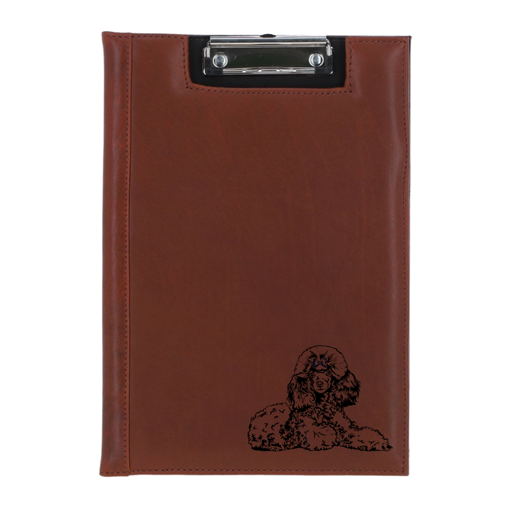 Poodle Lying Down Engraved Leather Clipboard