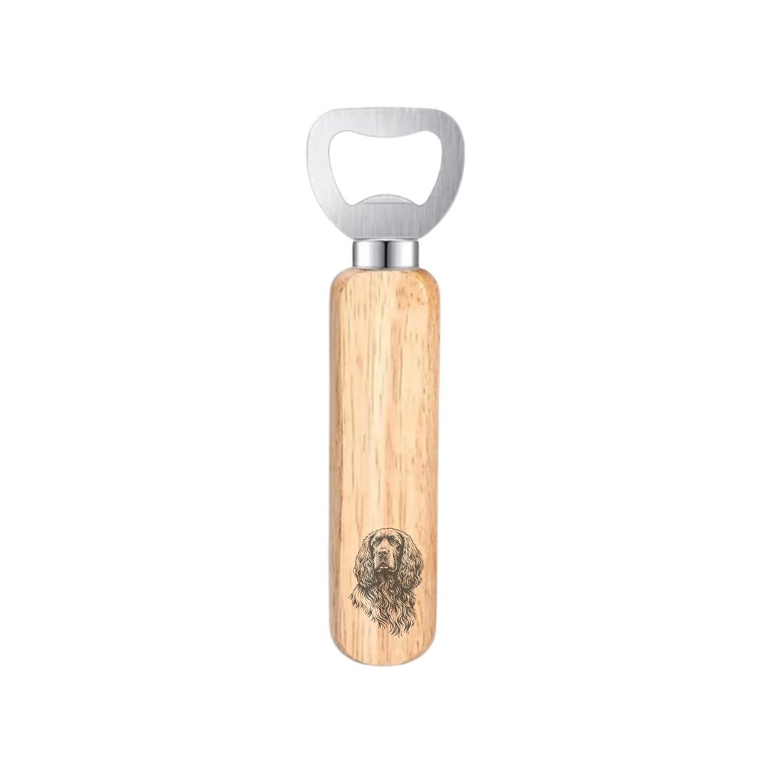 Working Cocker Spaniel Face Engraved Wooden Bottle Opener