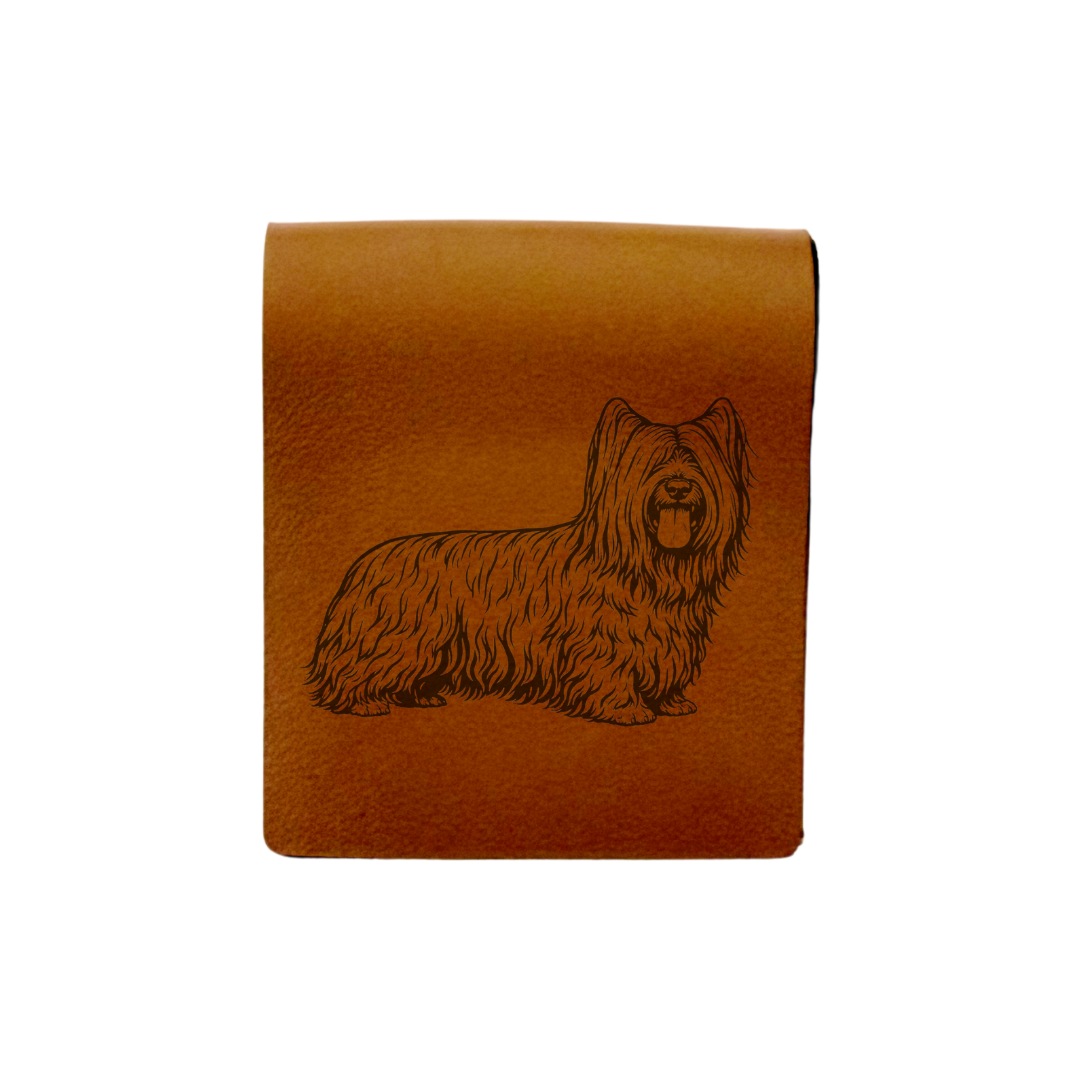 Skye Terrier Standing Engraved Genuine Leather Magnetic Bookmark