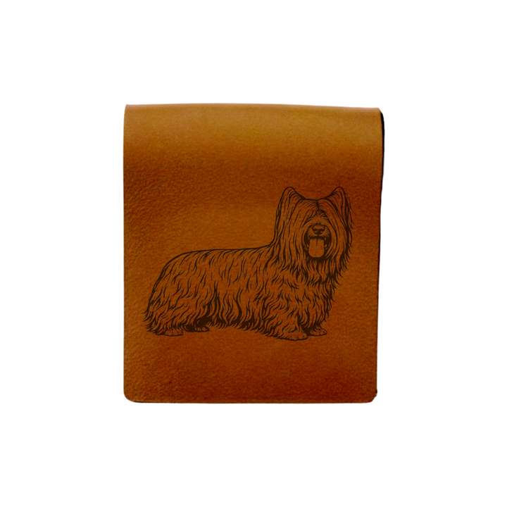 Skye Terrier Standing Engraved Genuine Leather Magnetic Bookmark