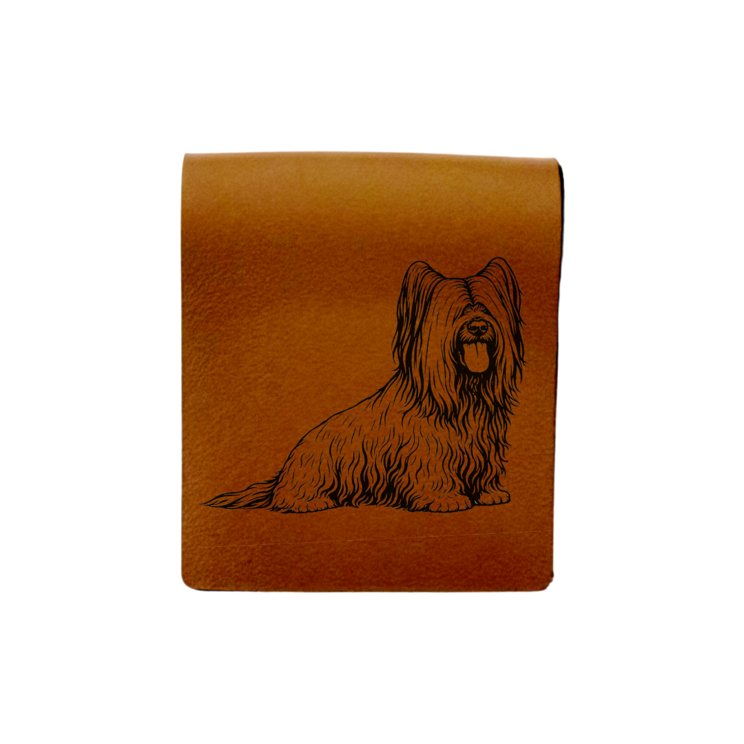 Skye Terrier Sitting Engraved Genuine Leather Magnetic Bookmark