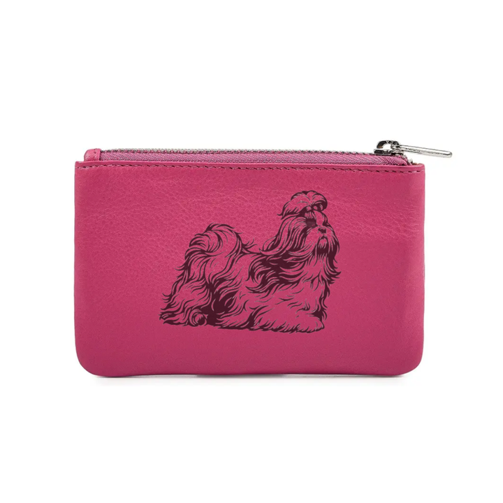 Shih Tzu Running Engraved Genuine Leather Coin Purse (Multiple Colour Options)