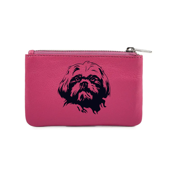 Shih Tzu Face Engraved Genuine Leather Coin Purse (Multiple Colour Options)