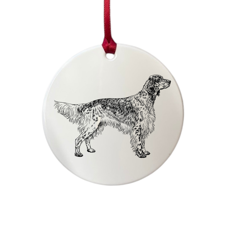 Personalised English Setter Standing Engraved White Acrylic Decoration