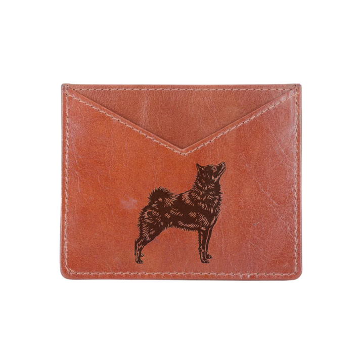 Schipperke Standing Engraved Genuine Leather Cardholder