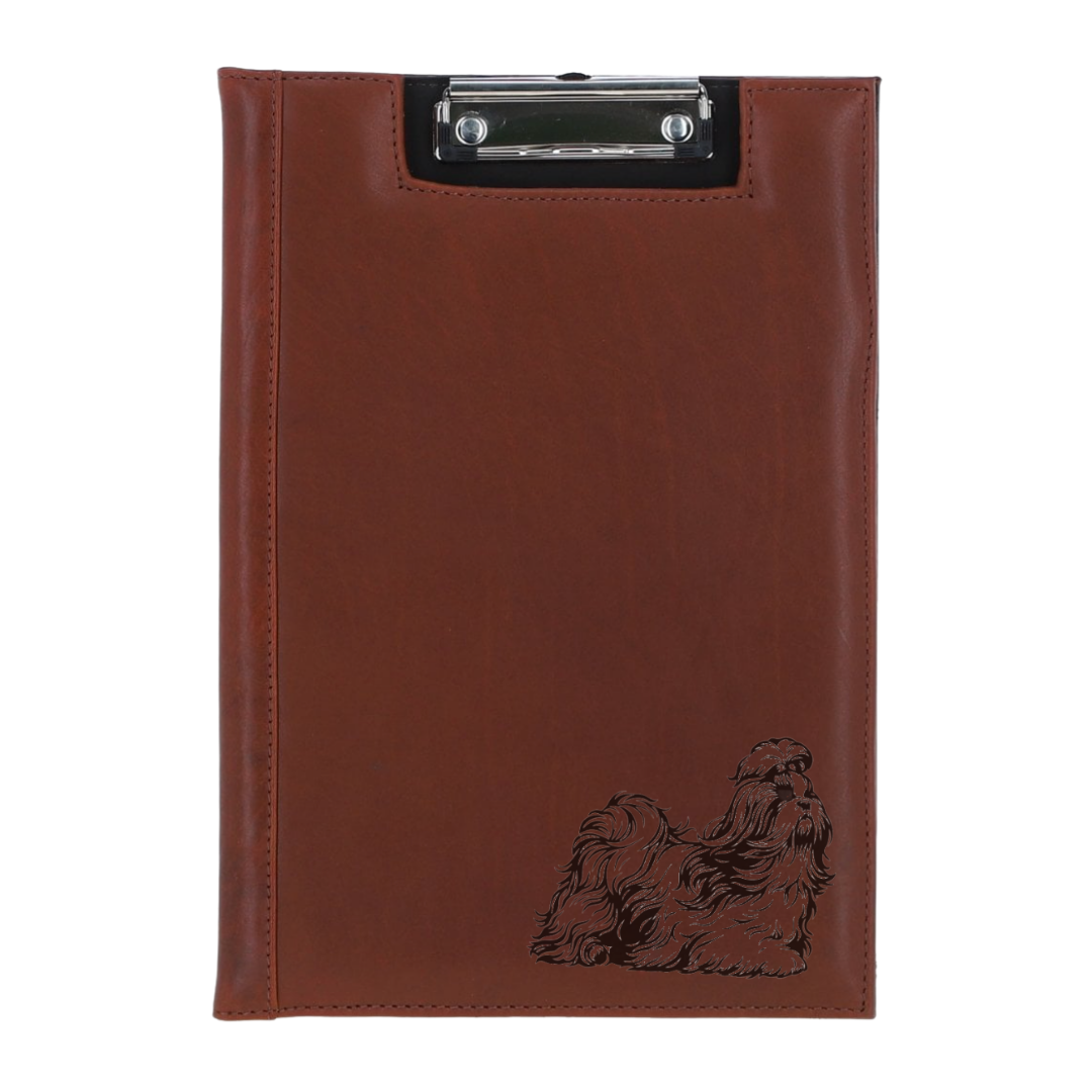 Shih Tzu Running Engraved Leather Clipboard
