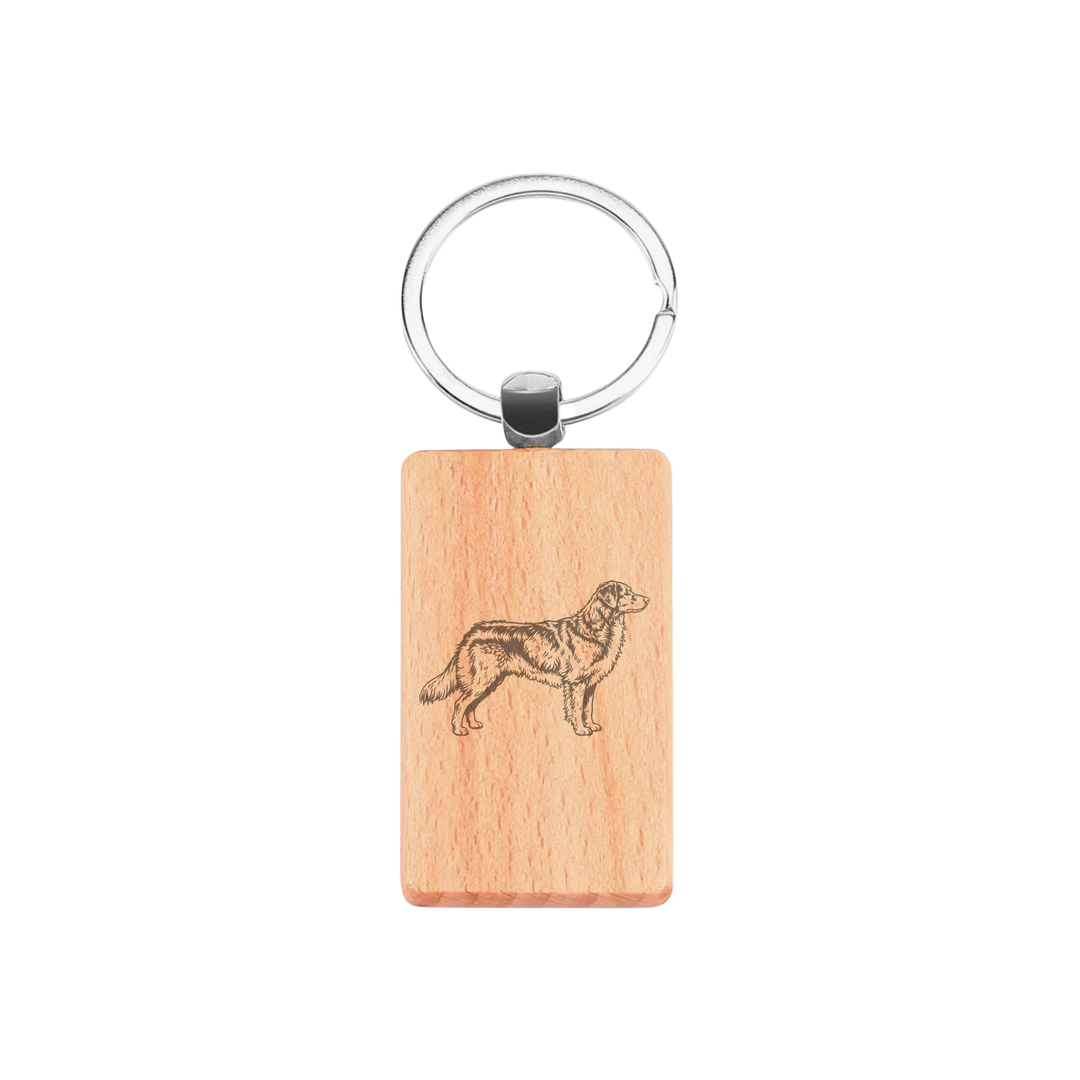Nova Scotia Duck Tolling Retriever Toller Standing Engraved Rectangle Wooden Keyring