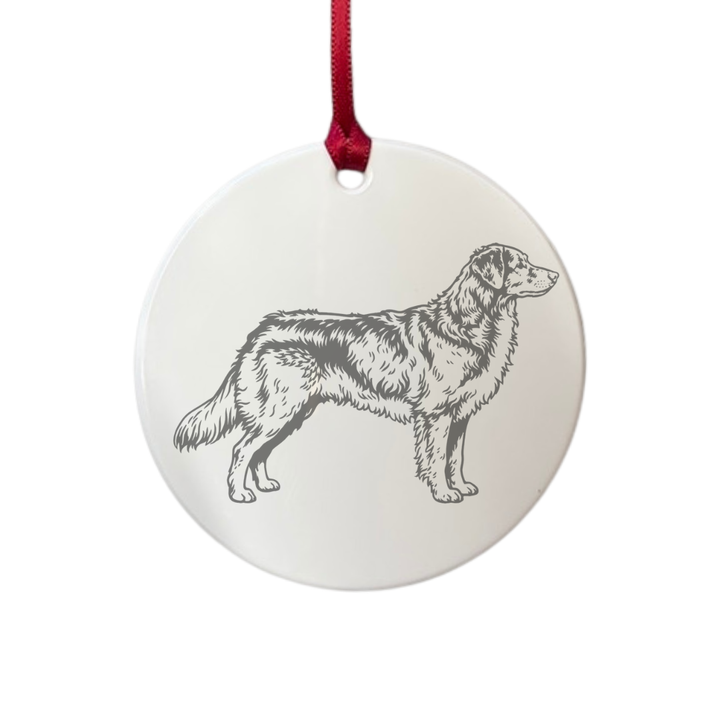 Personalised Nova Scotia Duck Tolling Retriever Standing Engraved White Acrylic Decoration