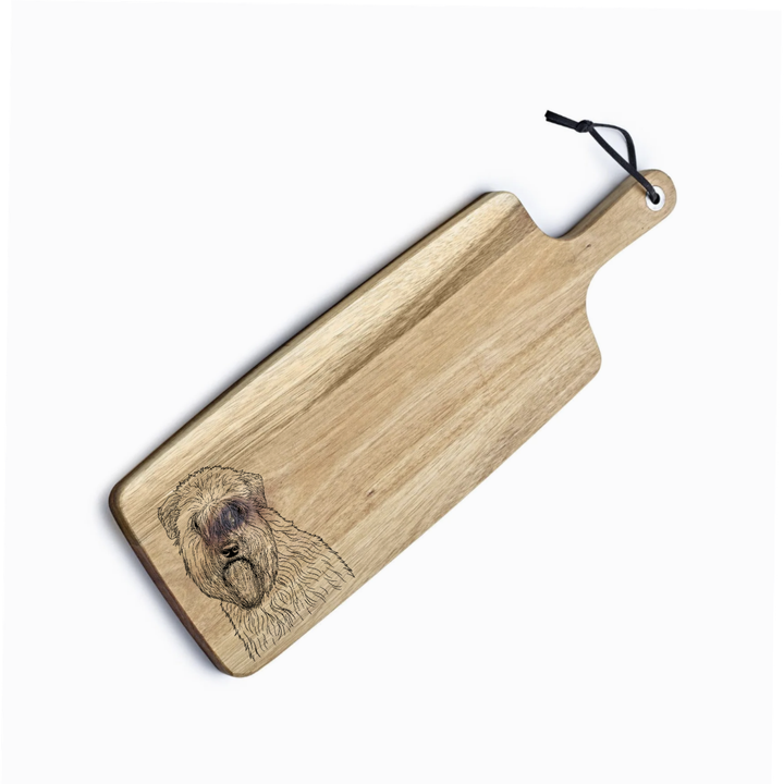 Personalised Soft Coated Wheaten Terrier Face Engraved Acacia Serving Board