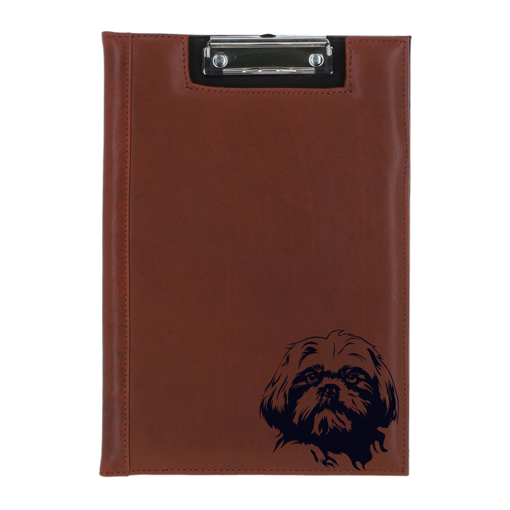Shih Tzu Face Engraved Leather Clipboard