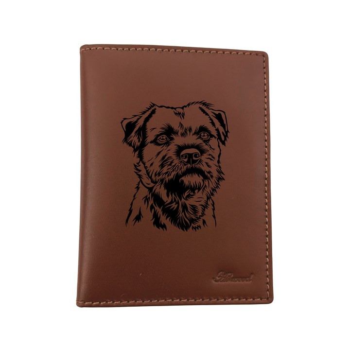 Border Terrier Face Engraved Leather Passport Cover