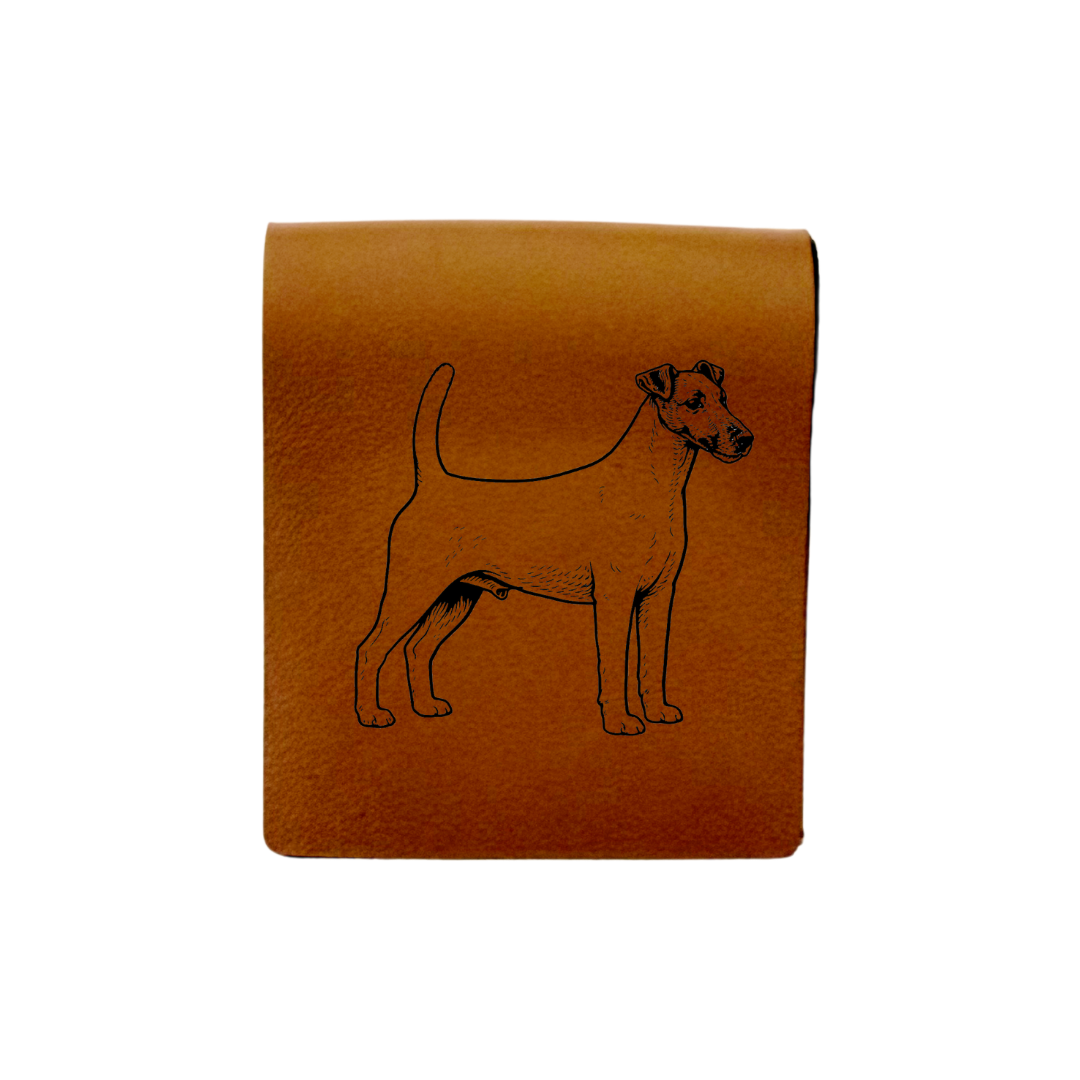 Smooth Fox Terrier L Standing Engraved Genuine Leather Magnetic Bookmark