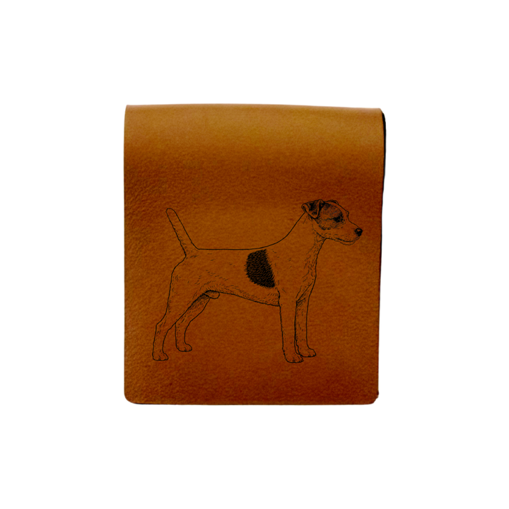 Parson Russell Terrier Standing Engraved Genuine Leather Magnetic Bookmark