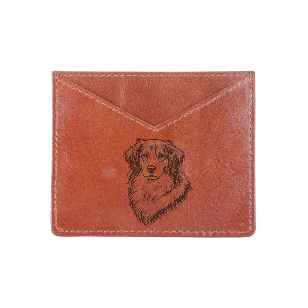 Kooikerhondje Face Engraved Genuine Leather Cardholder