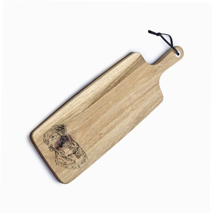 Personalised Nova Scotia Duck Tolling Retriever Face & Chest Engraved Acacia Serving Board