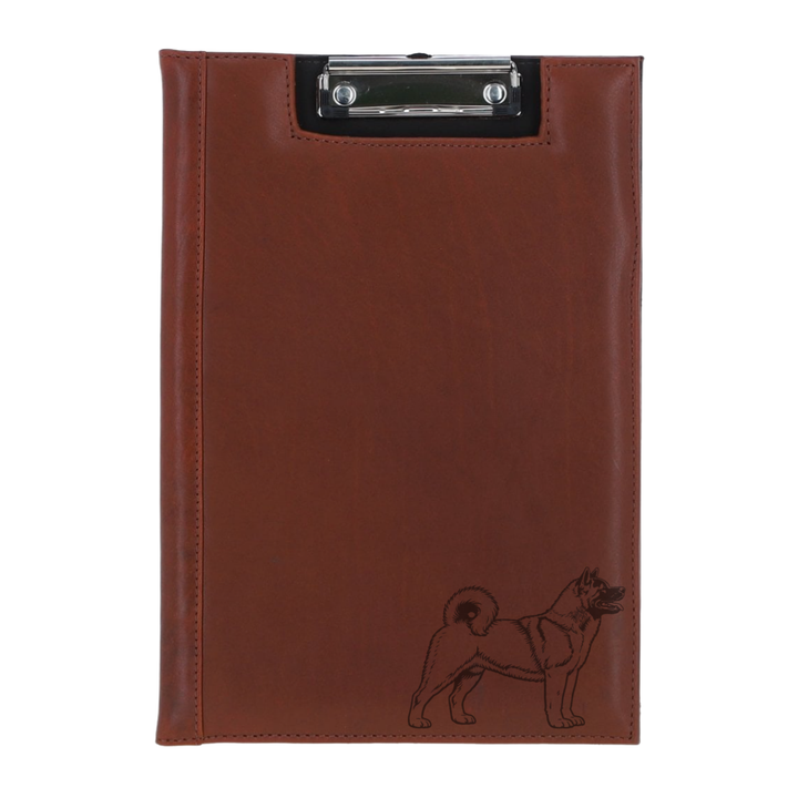 Akita Standing Engraved Leather Clipboard