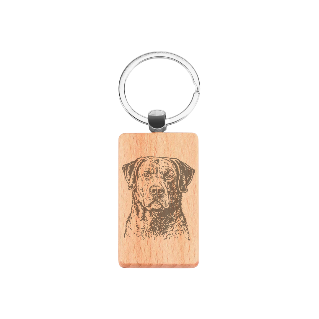 Chesapeake Bay Retriever Face Engraved Rectangle Wooden Keyring