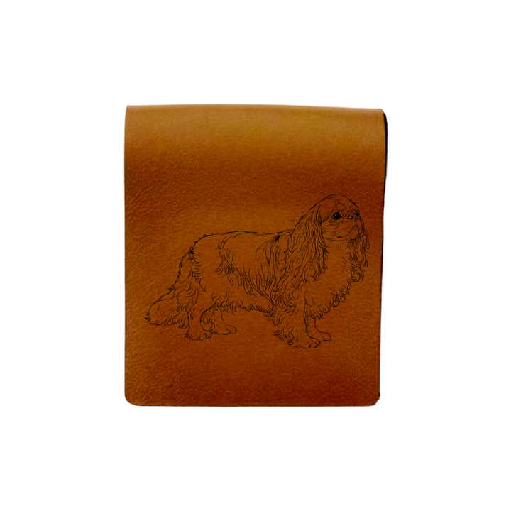 King Charles Spaniel Standing Engraved Genuine Leather Magnetic Bookmark